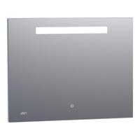 Brauer Quartz Spiegel - Rechthoekig - 90 cm - met Directe LED-Verlichting - Dimbaar - met Touchbediening - met Klok - thumbnail