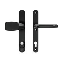 AXA AXA Oval Plus veiligheidsbeslag voordeur smalschild Wing knop/U-kruk PC92 met kerntrekbeveiliging SKG3 - aluminium/zwart - thumbnail