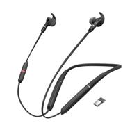 Jabra Evolve 65e In-Ear Headphones – Microsoft gecertificeerde Active Noise Cancelling Bluetooth Oordopjes met Nekband voor Draadloze Gesprekken, Muziek en Trilalarm – zwart - thumbnail