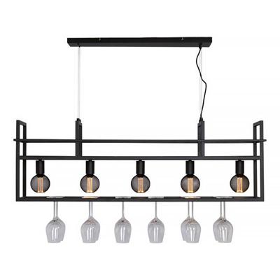 Freelight Hanglamp Barista 5 lichts met rek L 120 cm zwart