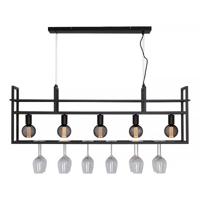 Freelight Hanglamp Barista 5 lichts met rek L 120 cm zwart - thumbnail