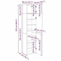 Opbergkast Zwart eiken 50 x 41 x 225 cm Bewerkt hout - thumbnail
