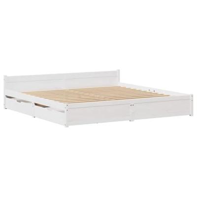 Bedframe zonder matras massief grenenhout wit 160x200 cm