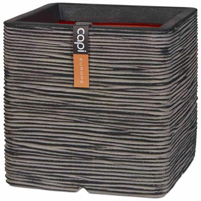Capi Nature Rib NL 30x30x30cm vierkante plantenbak antraciet