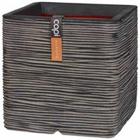 Capi Nature Rib NL 30x30x30cm vierkante plantenbak antraciet - thumbnail