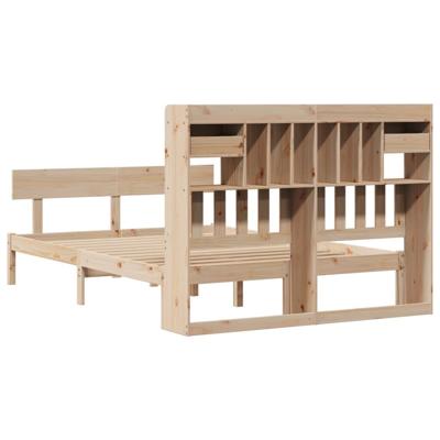 Bed met boekenkast zonder matras massief grenenhout 140x190 cm - thumbnail