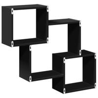 Wandkast 78x18x71 cm bewerkt hout zwart - thumbnail