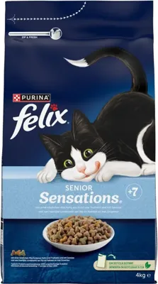 Felix Senior Sensations kip, granen, groentensmaak kattenvoer 2 x 4 kg Felix Senior Sensations kip, granen, groentensmaak kattenvoer 2 x 4 kg