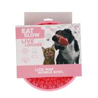 Eat Slow Live Longer Lick Mat Wobble Bowl Pink - thumbnail