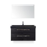 Seville Badmeubelset 100 cm - Black Oak - Wastafel Lucca 1 kraangat - met Sence Spiegel - thumbnail