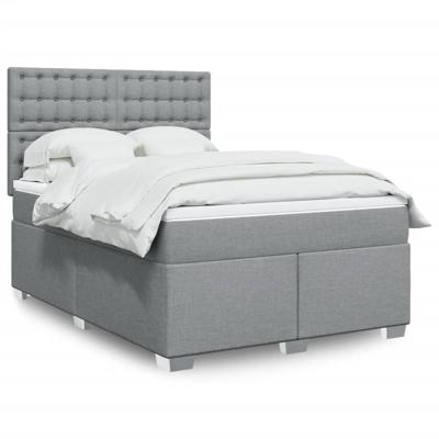 Boxspring met matras stof lichtgrijs 140x190 cm