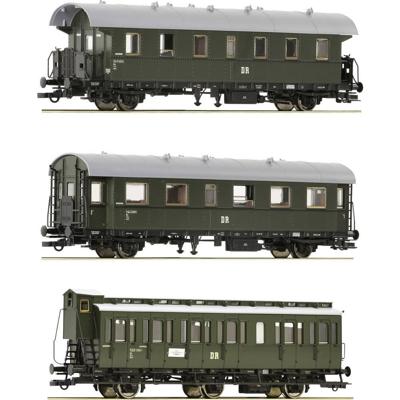 Roco 6200131 H0 3-delige set 2: Bijbaantrein van de DR 2x personenrijtuig 2e klasse genus BIP/coupérijtuig 2e klasse genus B3.
