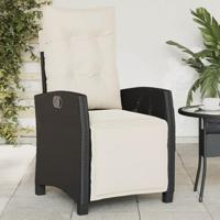 Tuinstoelen 2 st verstelbaar met voetensteun poly rattan zwart - thumbnail