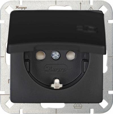 Kopp HK05 mat zwart inbouw stopcontact RA met deksel - 4621710