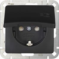 Kopp HK05 mat zwart inbouw stopcontact RA met deksel - 4621710 - thumbnail