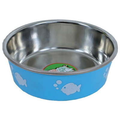 Katteneetbak RVS vis 11 cm lichtblauw Eet-en-drinkbakken-kat Gebr. de Boon - Gebr de boon