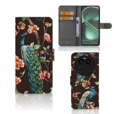 OPPO Find X6 | Telefoonhoesje | Met pasjeshouder | Pauw met Bloemen