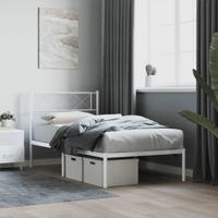 Bedframe met hoofdbord metaal wit 100x200 cm - thumbnail