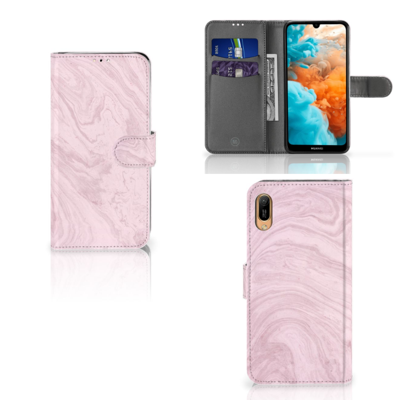 Huawei Y6 (2019) | Bookcase | Marble Pink - Origineel Cadeau Vriendin