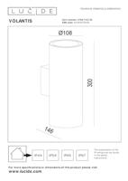 Lucide VOLANTIS - Wandspot / Wandlamp Binnen/Buiten - 2xE27 - IP54 - Zwart - thumbnail