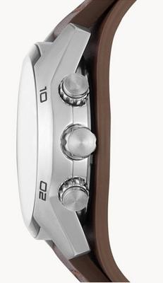 Fossil CH2891 Horloge Coachman Chronograaf staal-leder zilverkleurig-zwart-bruin 44 mm
