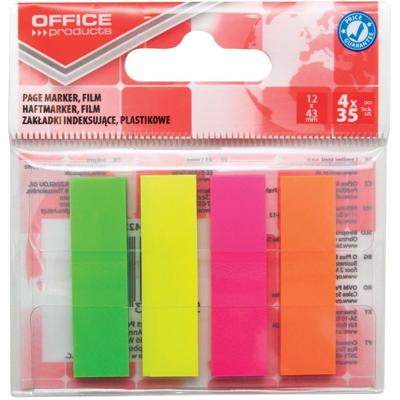 OFFICE products index, 12 x 43 mm, geassorteerde neonkleuren, ophangzakje van 4 x 35 tabs OFFICE products index, 12 x 43 mm, geassorteerde neonkleuren, ophangzakje van 4 x 35 tabs