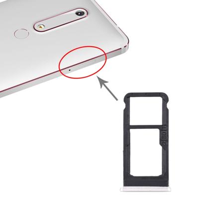 SIM-kaartlade + SIM-kaartlade / Micro SD-kaartlade voor Nokia 6.1 / 6 (2018) / TA-1043 TA-1045 TA-1050 TA-1054 TA-1068 (Wit)