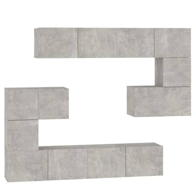 Tv-wandmeubel bewerkt hout betongrijs - thumbnail