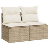2-delige Loungeset met kussens poly rattan acacia beige - thumbnail