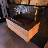 Badkamermeubelset Mondiaz Erin 80 cm met 1 Lade met RIDGE Wastafel Midden Urban met 1 kraangat Greeploos Mat Washed Oak - thumbnail