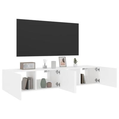 Tv-wandmeubels met LED-verlichting 2 st 80x35x31 cm wit Tv-wandmeubels met LED-verlichting 2 st 80x35x31 cm wit