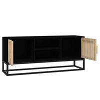 Tv-meubel 105x30x45 cm bewerkt hout en ijzer zwart - thumbnail