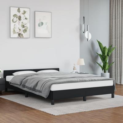 Bedframe met hoofdeind kunstleer zwart 140x190 cm Bedframe met hoofdeind kunstleer zwart 140x190 cm