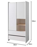 Vipack kledingkast Kiddy 2 deuren en 2 lades - wit - 90x180x55 cm - thumbnail