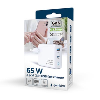 Gembird TA-UC-PDQC65L-W-01 oplader voor mobiele apparatuur Universeel Wit AC Snel opladen Binnen