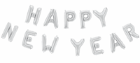 Folieballonnen Happy New Year Zilver (41cm) - thumbnail