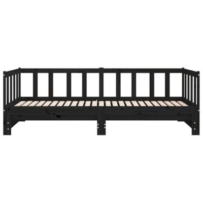 Slaapbank met onderschuifbed 90x200 cm massief grenenhout zwart