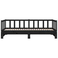 Slaapbank met onderschuifbed 90x200 cm massief grenenhout zwart - thumbnail