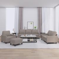 4-delige Loungeset met kussens stof taupe - thumbnail