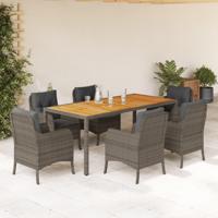 7-delige Tuinset met kussens poly rattan grijs - thumbnail