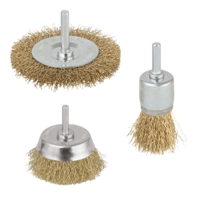 Wolfcraft Draadborstel set | Messing | Ronde schacht | 3-delig | 1 set - 2739000