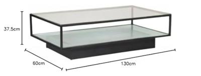 Nohr Salontafel 'Sheema' Glas, 130 x 60cm, kleur Zwart