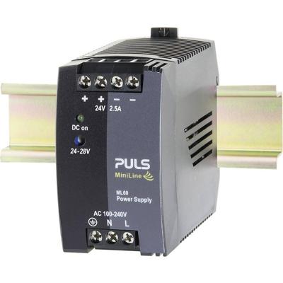 PULS ML60.242 DIN-rail netvoeding 24 V/DC 2.5 A 60 W Aantal uitgangen:1 x Inhoud 1 stuk(s) PULS ML60.242 DIN-rail netvoeding 24 V/DC 2.5 A 60 W Aantal uitgangen:1 x Inhoud 1 stuk(s)