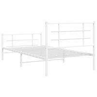 Bedframe met hoofd- en voeteneinde metaal wit 107x203 cm - thumbnail