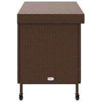 Tuinbox met wielen 110x55x73 cm poly rattan bruin - thumbnail
