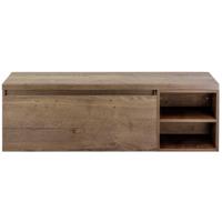 Frozen Badmeubelset 140 cm - Greeplijst in Kleur - Wastafel Regaalkast met Bovenblad Tabacco - thumbnail