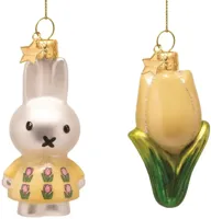 Vondels paashanger nijntje met gele jurk en tulp 6cm multi 2 stuks - thumbnail