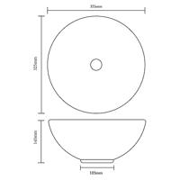 Wasbak, keramiek, rond, zwart 325 mm - thumbnail