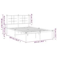Bedframe met hoofdbord metaal wit 120x200 cm - thumbnail