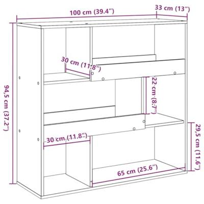 Boekenkast / kamerscherm 100x33x94,5 cm gerookt eikenkleurig Boekenkast / kamerscherm 100x33x94,5 cm gerookt eikenkleurig